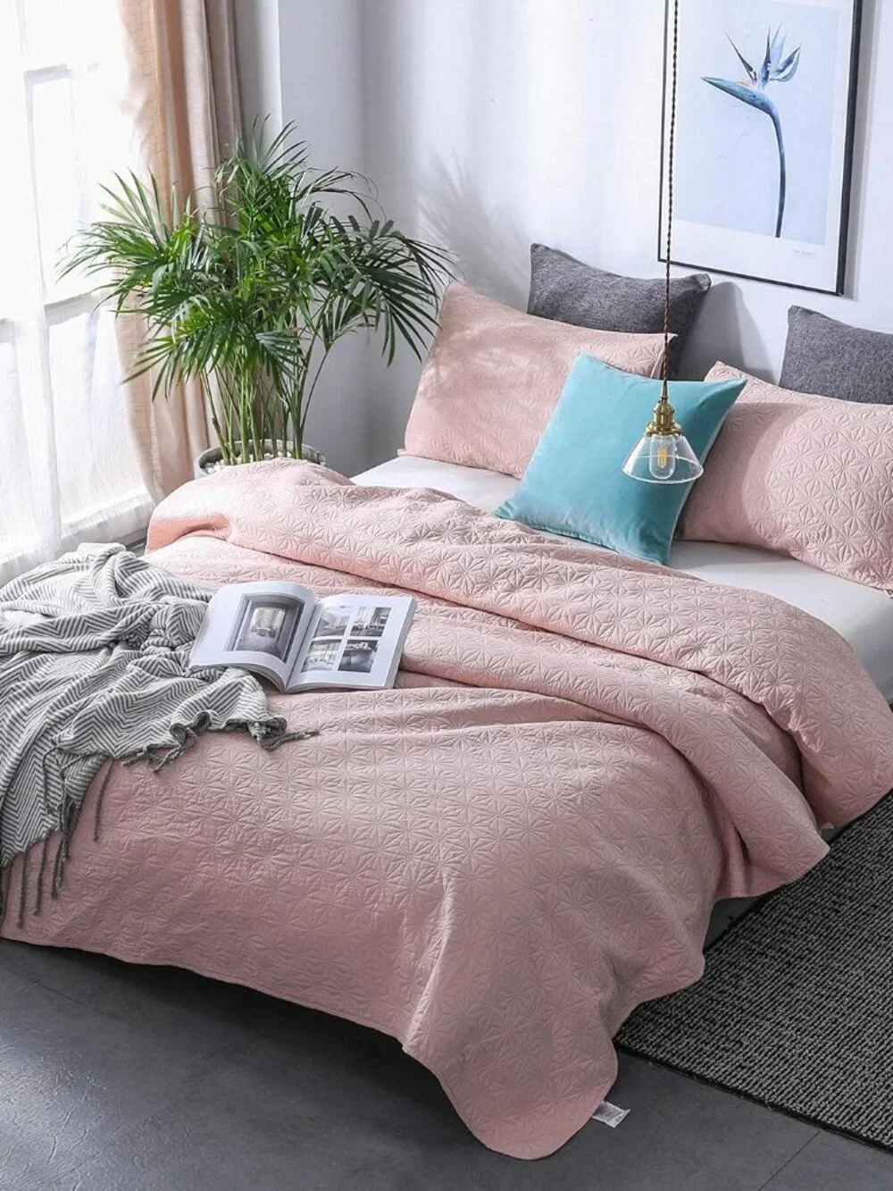Twin Soft & Cozy Pink Quilted Bed Quilt Set
